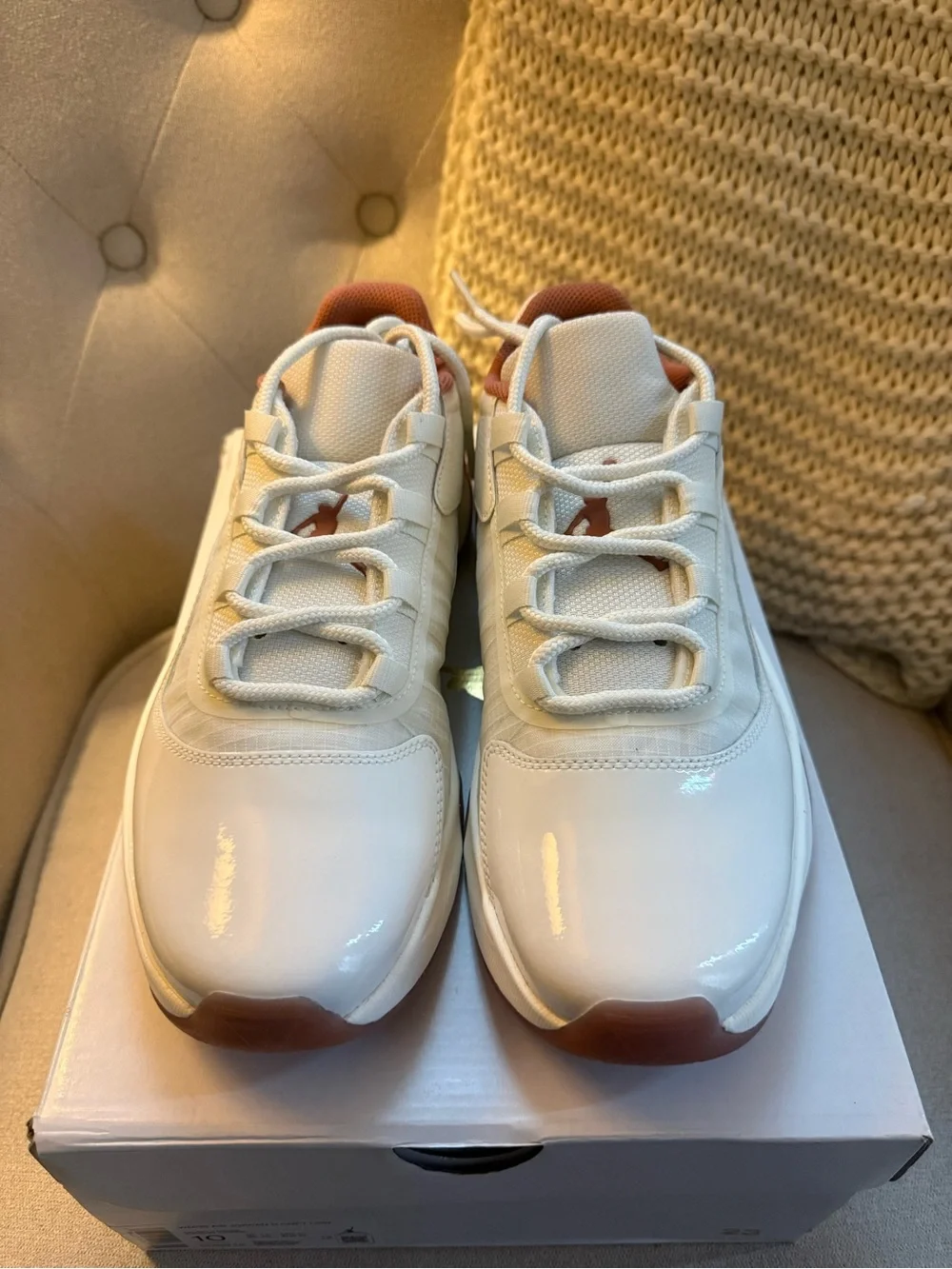 Jordan White Sneakers with Tan Accents